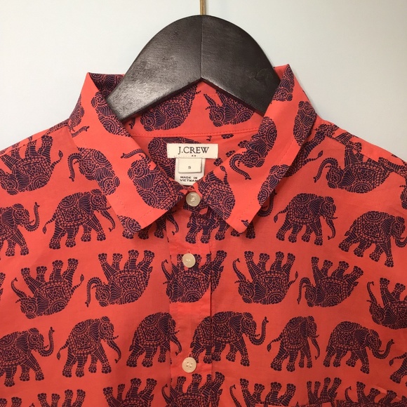 J Crew Elephant Print Tie Front Shirt - Picture 4 of 11